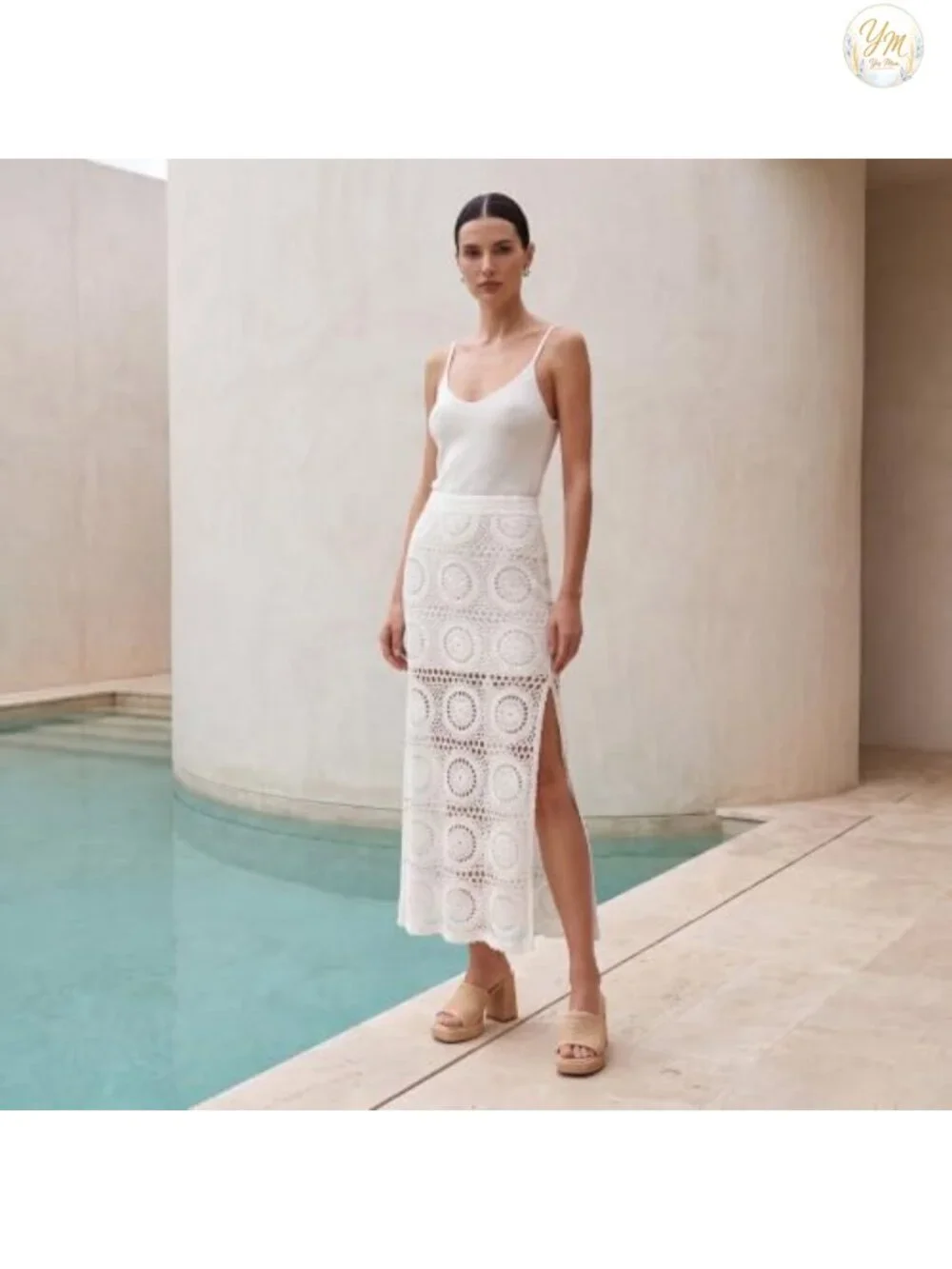 Raffia Platform Wedge Heeled Sandals Women Slip On Open Toe Chunky Summer